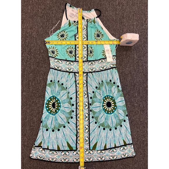 NWT Maggy London Womens Blue Aquamarine Floral Halter Neck Midi Dress Size 12 - Picture 6 of 9